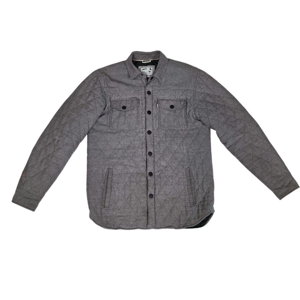 Jetty Mens Quilted Jacket Grey Button Up Outdoor Gray Cold Weather Sz‎ Medium